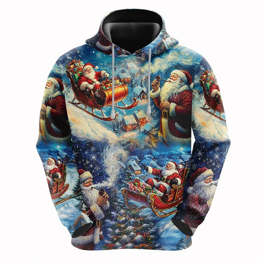 2026 Christmas Hoodies Santa Claus 3D Print Men Women New Hooded Sweatshirts Casual Unisex Hoody Pullover Kids Tops Clothing