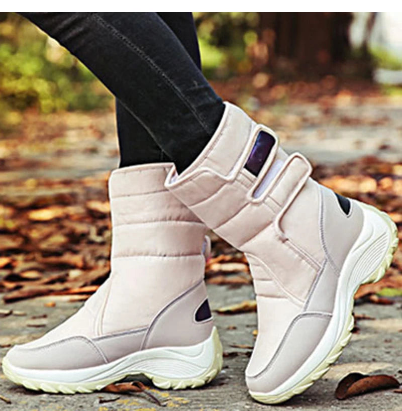 Waterproof Boots Women Winter Shoes Platform Boots WithThick Fur Mid-Calf Snow Boots Fashion Wedge Botas Mujer Shoes Woman