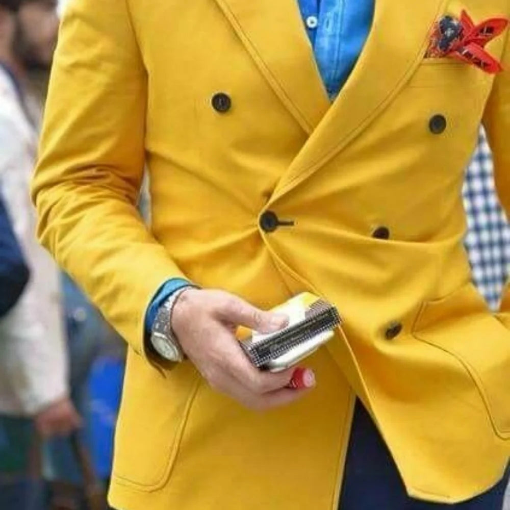 Men's Wedding Tuxedo Suits Blazer Double Breasted Peak Lapel Formal Business Groom Wear Party Coat