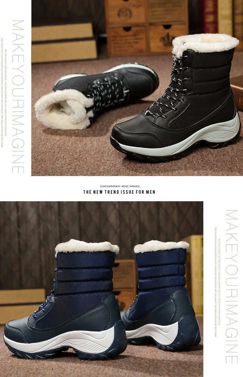 Winter Snow Boots Women Anti-slip Keep Warm Plush Comfortable Walking Shoes Breathable Outdoor Casual Sneakers Women