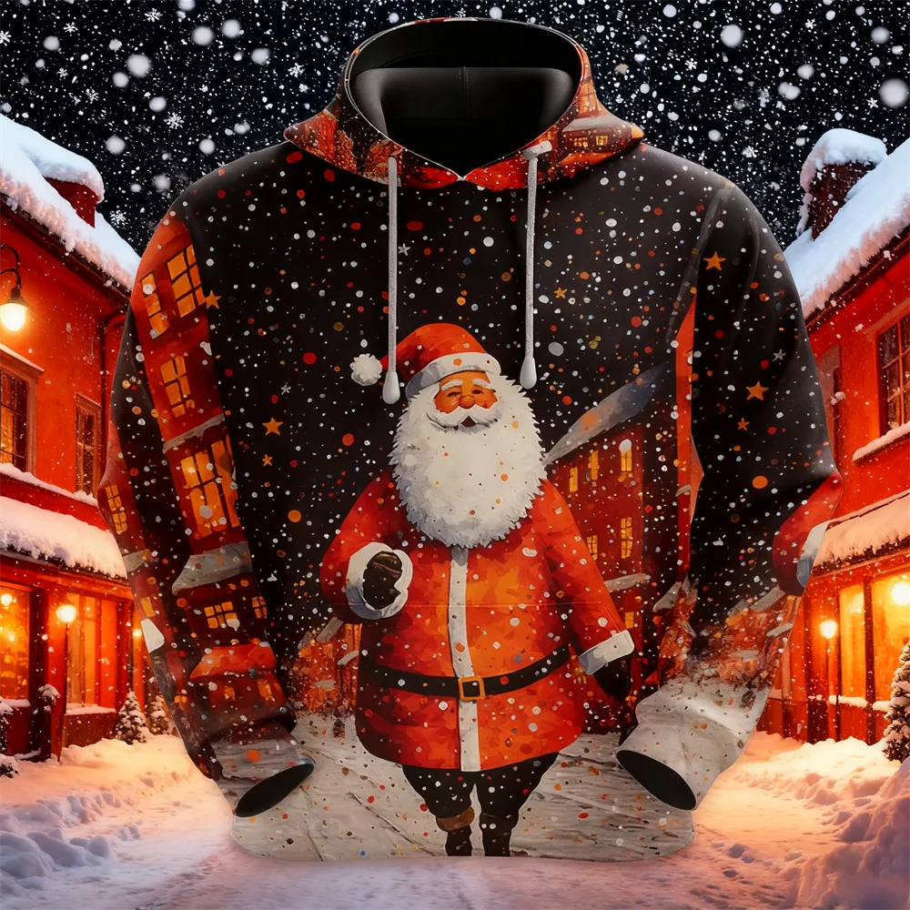 Merry Christmas Hoodies For Men Clothes Harajuku Santa Reindeer Hoodie Hoody Xmas Funny Gift Kid Streetwear Women Hoodies