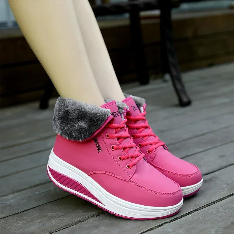 Womens Winter Snow Boots Warm Comfortable Non Slip Flat with  for Outdoor   women's shoes