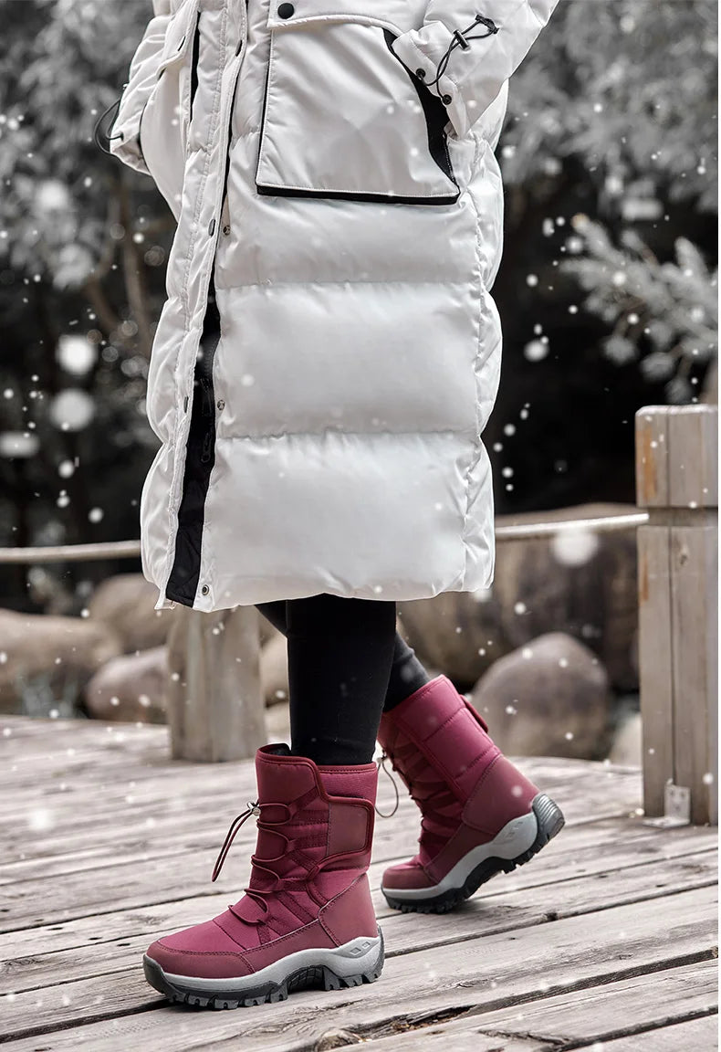 New Winter Hiking Boots Warm Plush Men's Boots High Top Couple Snow Boots Winter Outdoor Anti-Slip Ankle Boots Work Casual Boots