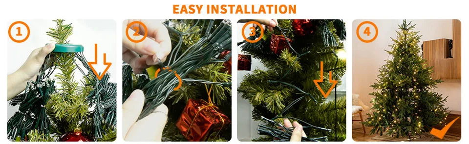 Festive Outdoor Christmas Garland & Tree Star Lights