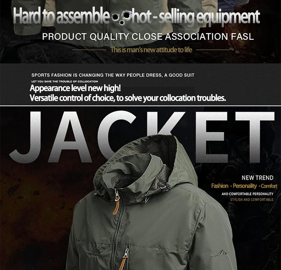 Winter Jacket Fashion Coat Hoodies Camping Hiking Jacket Men's Casual Waterproof Jacket Windbreaker Men Outerwear Men's Clothes