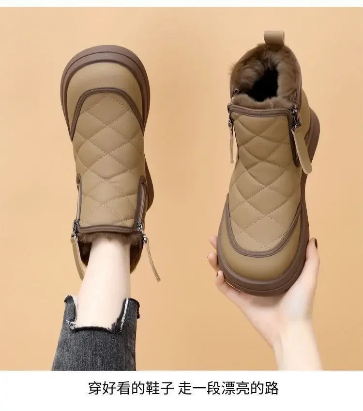 Winter Women's Boots  New Plush Comfortable Warm Waterproof Anti Slip Warm Short Boots Cold Resistant Outdoor Ankle Boots
