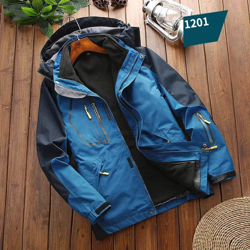 Winter 3 in 1 Fleece Lining Warm Jacket Sportwear Ski Camping Coat Windbreak Waterproof Outdoor Jacket Men Climbing Hiking Coats