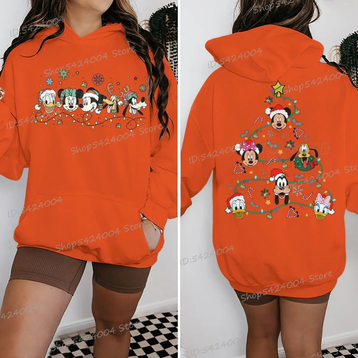 Mickey's Merry Christmas Party Hoodies Women Men 2025 Mickey and Friends Xmas Sweatshirts Long Sleeve Fleece Unisex Hoodie