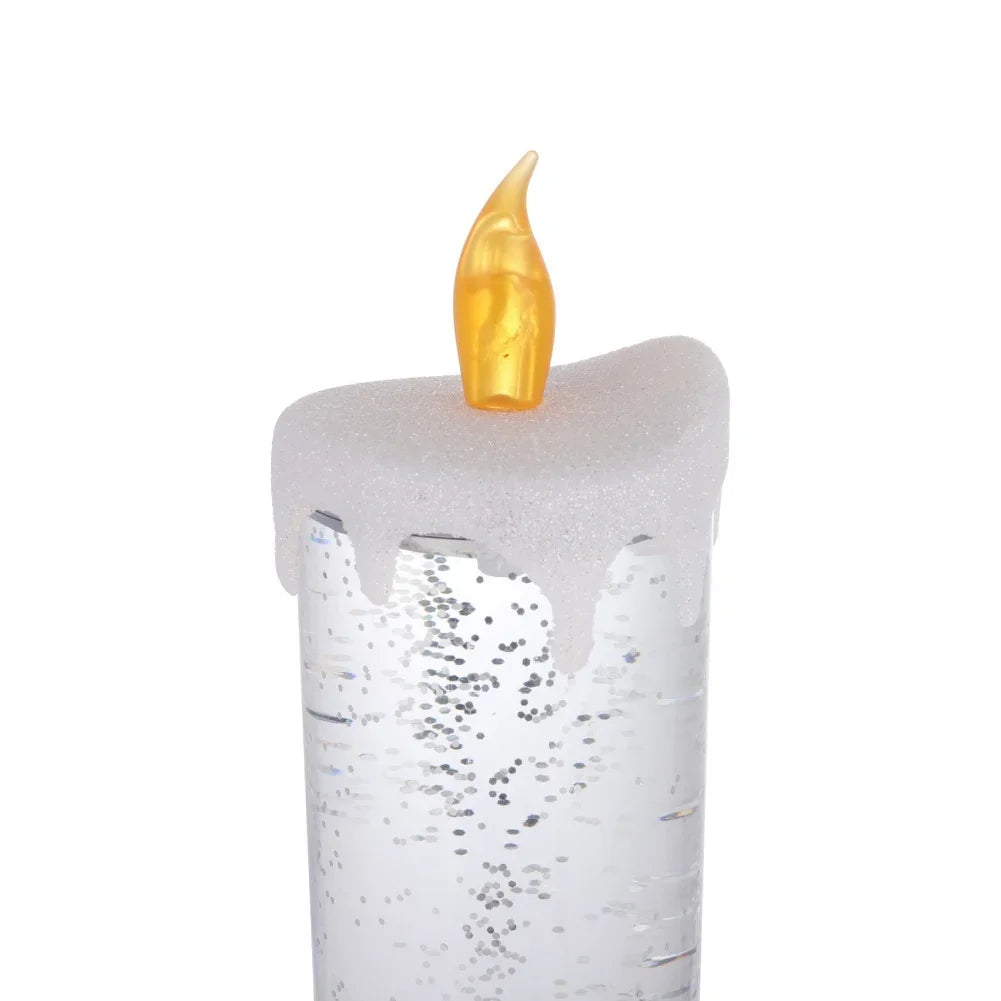 Christmas LED Candle Night Light Swirling Glitter & Colorful
