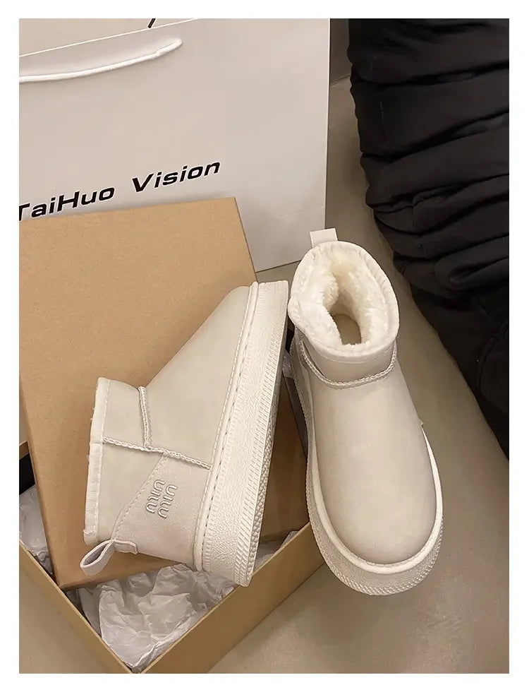 Winter fashion women's boots snow boots with fleece and fur women's shoes warm, non slip, wear-resistant, soft and comfortable