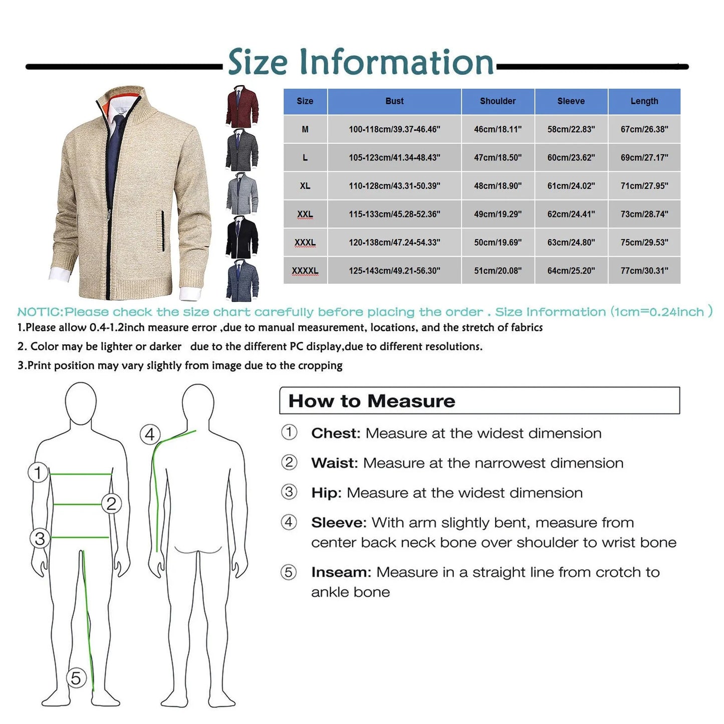 Winter Men'S Knitted Sweater Casual Coat Fashion Loose Cardigan Warm  Jacket Sweater  Stand Collar Knitting Coat Autumn