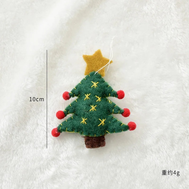Christmas Tree Snowflake Gift Decoration Pendant Wool Felt Gingerbread Handmade DIY Accessories Christmas New Year Decoration