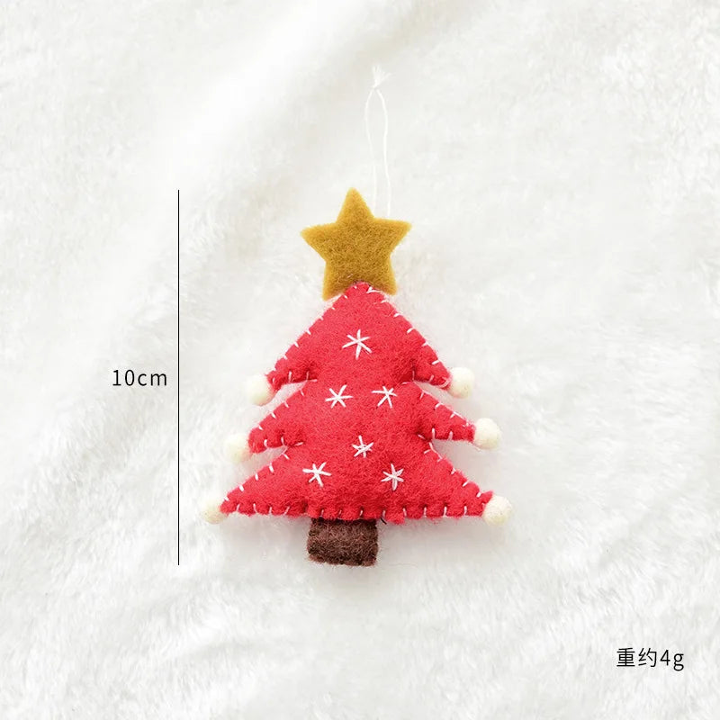 Christmas Tree Snowflake Gift Decoration Pendant Wool Felt Gingerbread Handmade DIY Accessories Christmas New Year Decoration