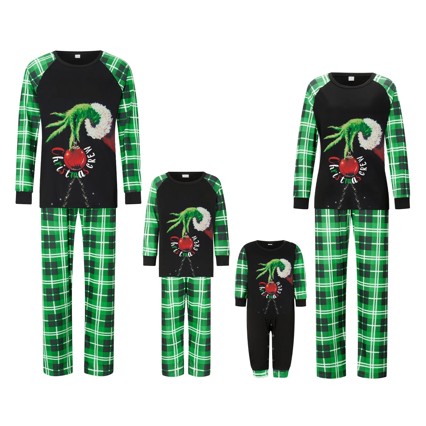 Combhasaki Family Matching Christmas Pajamas Set Christmas Ball & Plaid Print Holiday Pajamas Sleep Loungewear Dad Mom Kids PJs