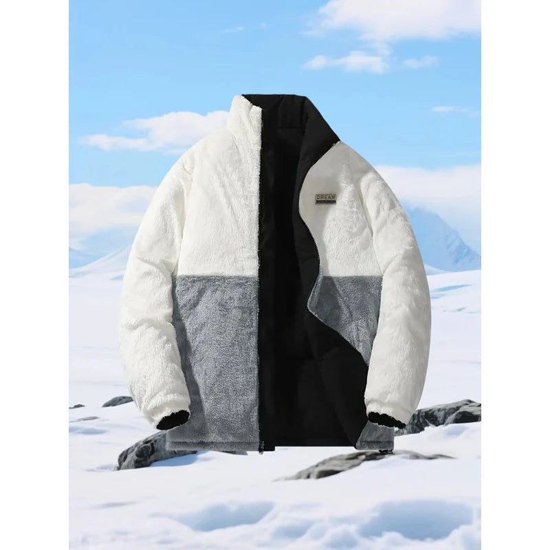 Thick Insulated Coat with Stand-Up Collar