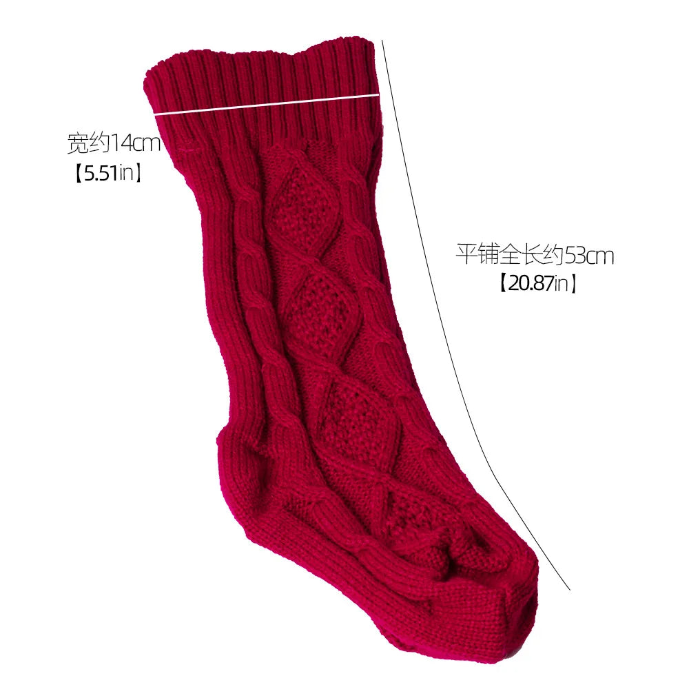 Large Christmas decorations Christmas stocking gift bag Knitted Christmas pendant Cross border woolen Christmas stocking