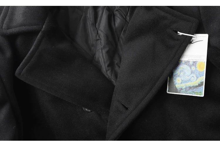 Winter Thi Woolen Navy Peacoat Outdoor Windproof Warm Inner Wool Coat Heavy Du Youth Faion Workwear Military Sle Coat