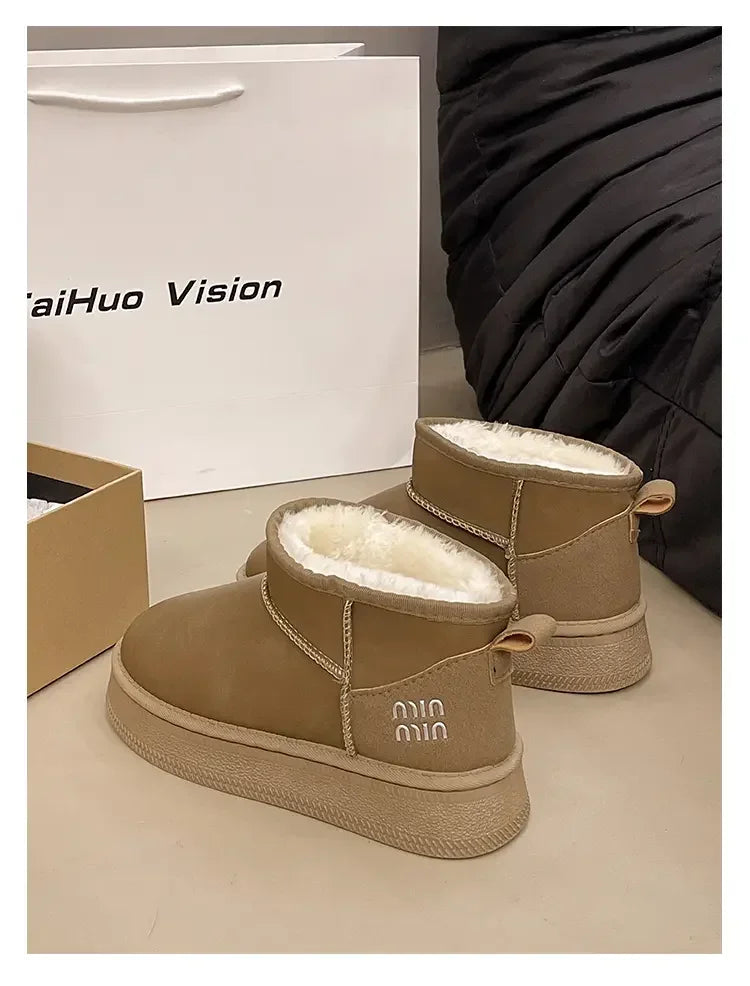 Winter fashion women's boots snow boots with fleece and fur women's shoes warm, non slip, wear-resistant, soft and comfortable