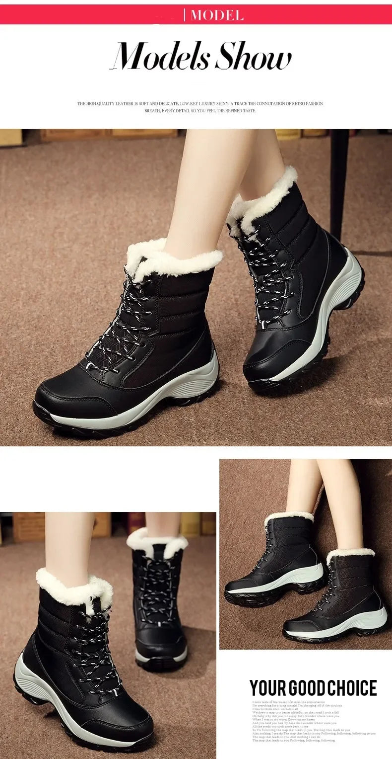 Winter Snow Boots Women Anti-slip Keep Warm Plush Comfortable Walking Shoes Breathable Outdoor Casual Sneakers Women