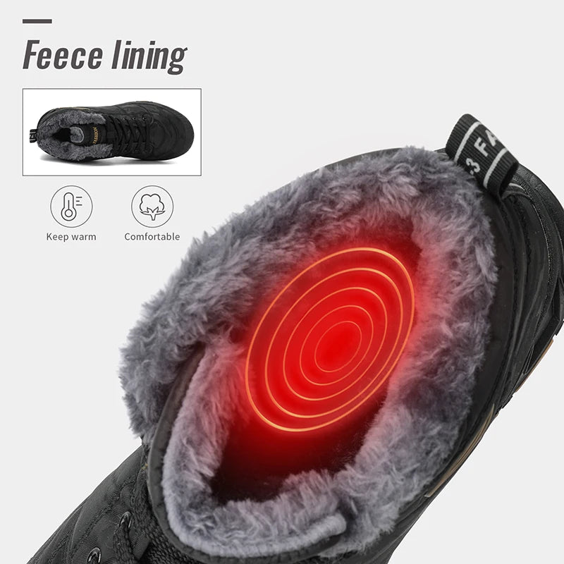 Winter Men's Snow Boots 2025 New Style Platform  Warm Fur Ankle Boots Camo Design Plush  Outdoor Non-slip Hiking Cycling Shoes