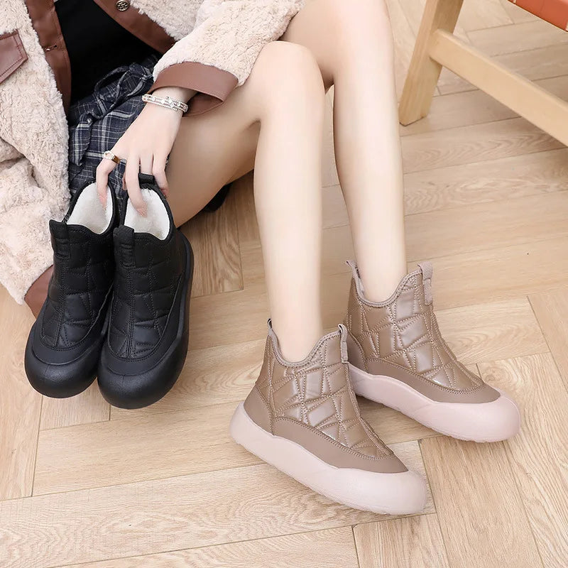 Winter boots 2025 woman warm wool fur booties waterproof lightweight mom ankle shoes warmth fur booties