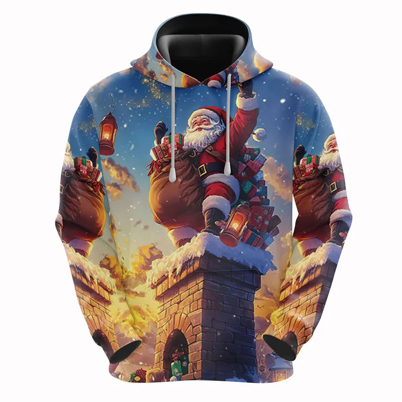 2026 Christmas Hoodies Santa Claus 3D Print Men Women New Hooded Sweatshirts Casual Unisex Hoody Pullover Kids Tops Clothing