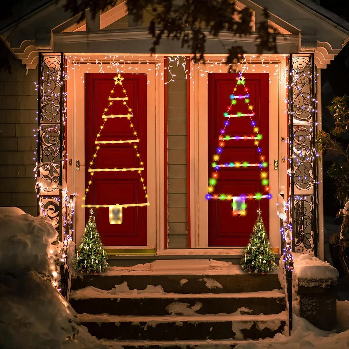 Christmas Tree Warm LED Ladder Lights Navidad Natal Noel Light Garland Merry Christmas Decorations For Home 2024 New Year 2025