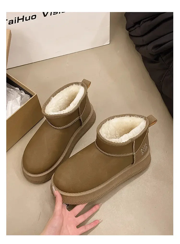 Winter fashion women's boots snow boots with fleece and fur women's shoes warm, non slip, wear-resistant, soft and comfortable