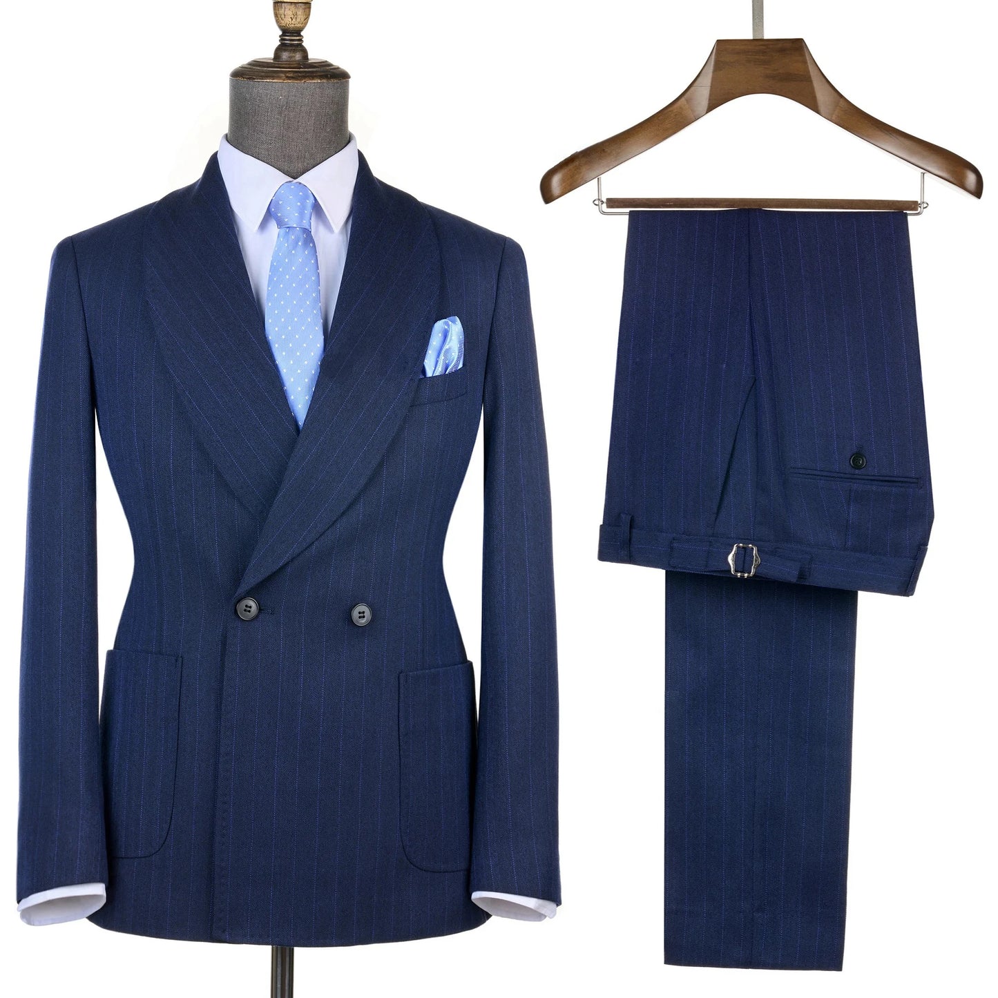 2025 Men Suits Maroon Striped Office Wear Wedding Double-Breasted With Patch Pocket Tailor-Made For Meeting