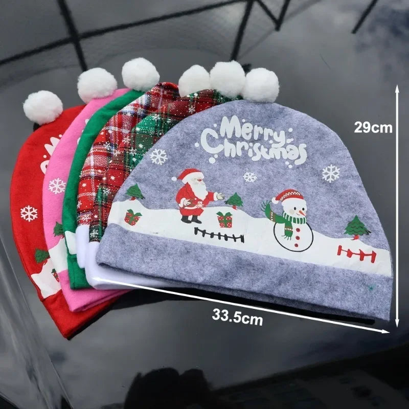 Christmas Car Seat Pillowcase Merry Christmas Santa's Hat Automotive Seat Headrest Cover Car Interior Decor Accessories Gift