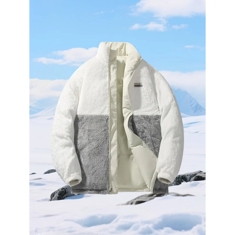 Thick Insulated Coat with Stand-Up Collar