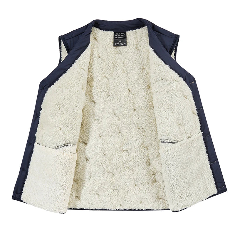 Winter Men's Vest Jackets Waterproof Outerwear Button Sleeveless Coats Warm Jacket Casual Lightweight Thick Sherpa Lined Vests