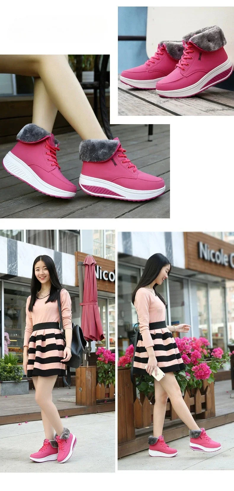 Womens Winter Snow Boots Warm Comfortable Non Slip Flat with  for Outdoor   women's shoes