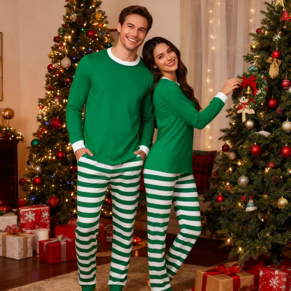 Matching Family Christmas Pajamas Set 100 Cotton Striped Pajamas Classic Sleepwear Loungewear Xmas Holiday Pajamas Family Look