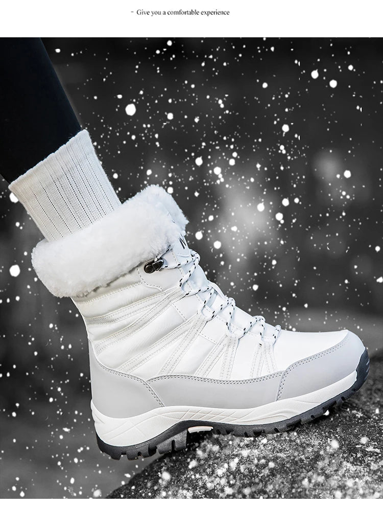 2025 Winter Snow Boots Cotton Shoes Waterproof and Cold proof Long Boots for Women Outdoor with Thick Velvet and Warmth 36-42