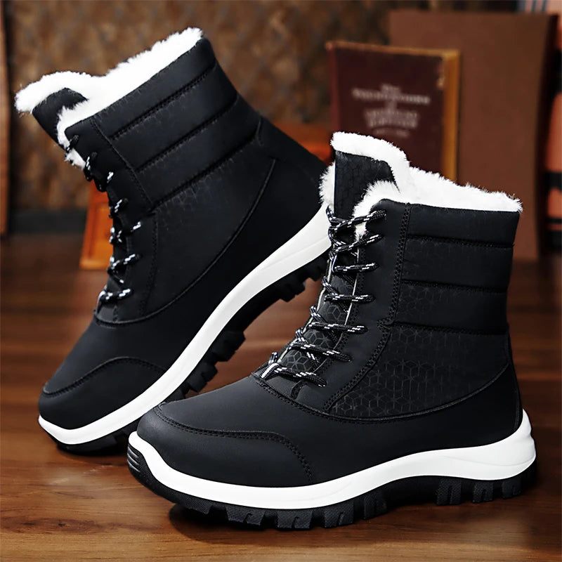 Waterproof Winter Boots Women Fashion Mix Color Plush Warm Snow Boots Woman Thick Bottom Wedges Outdoor Cotton Shoes Lady