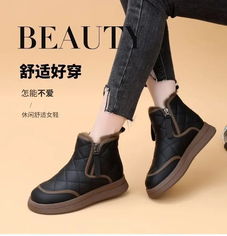 Winter Women's Boots  New Plush Comfortable Warm Waterproof Anti Slip Warm Short Boots Cold Resistant Outdoor Ankle Boots