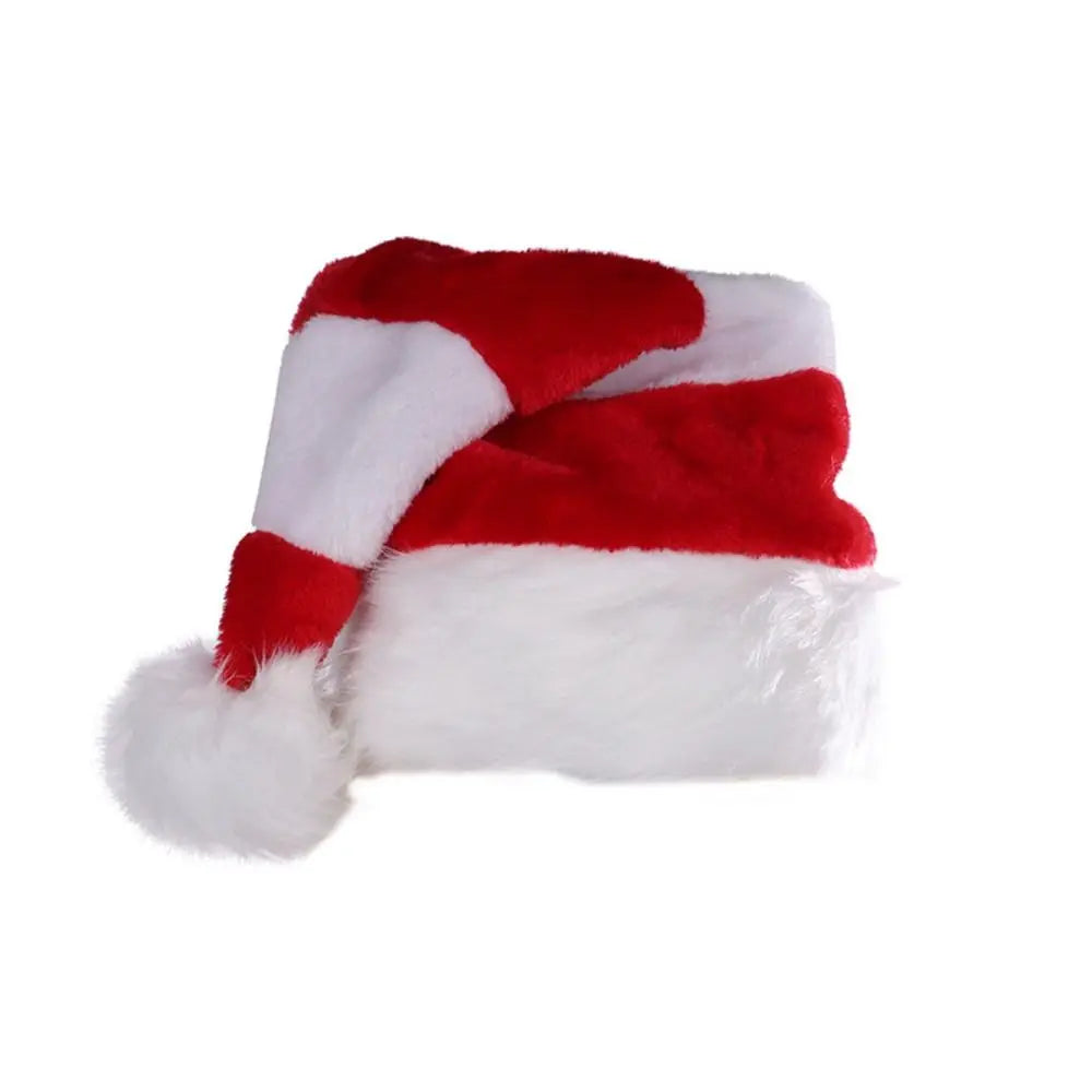 All-match Merry Christmas Decoration Christmas Hat Velvet Striped Santa Claus Hat Plush Hat Beanie Female/Girls