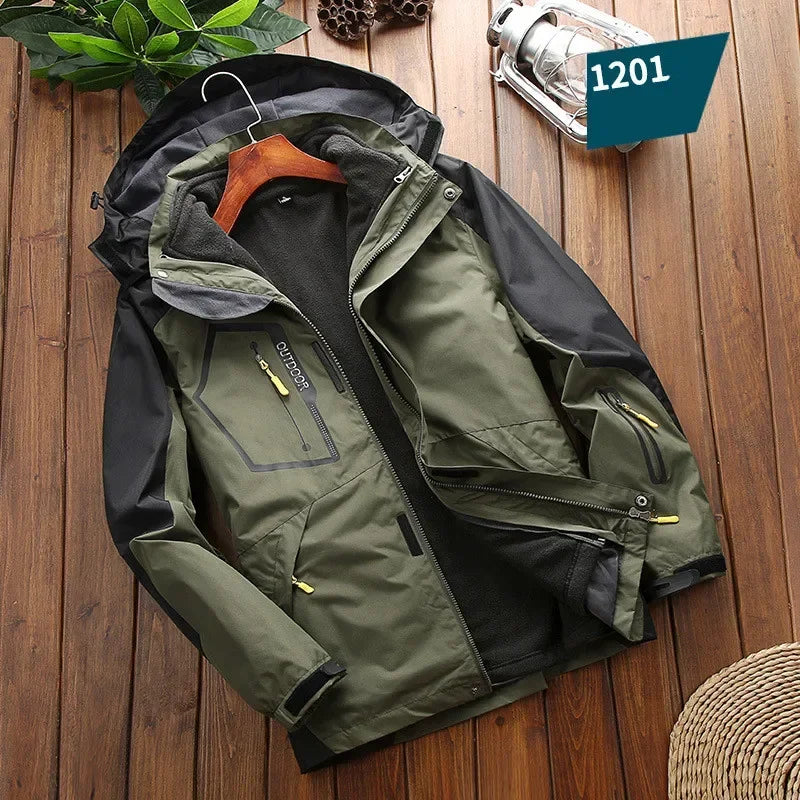 Winter 3 in 1 Fleece Lining Warm Jacket Sportwear Ski Camping Coat Windbreak Waterproof Outdoor Jacket Men Climbing Hiking Coats