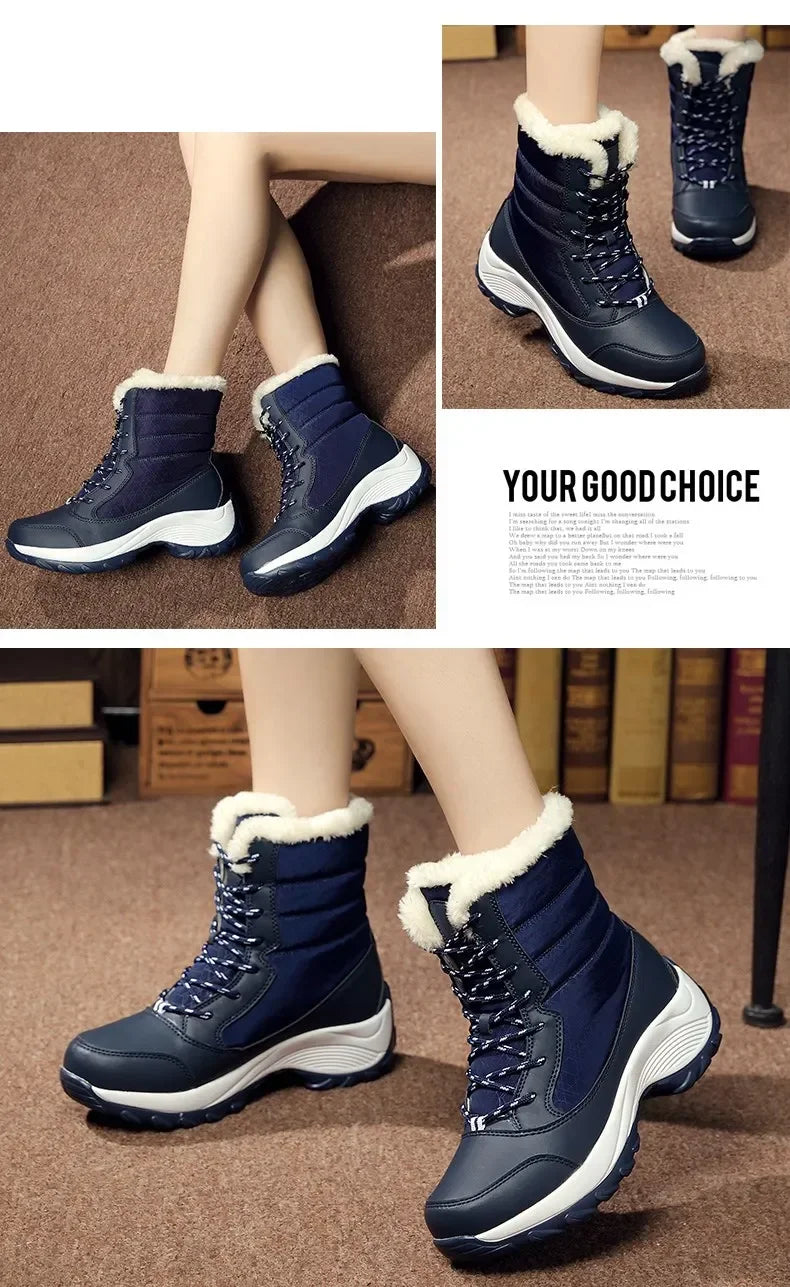 Winter Snow Boots Women Anti-slip Keep Warm Plush Comfortable Walking Shoes Breathable Outdoor Casual Sneakers Women