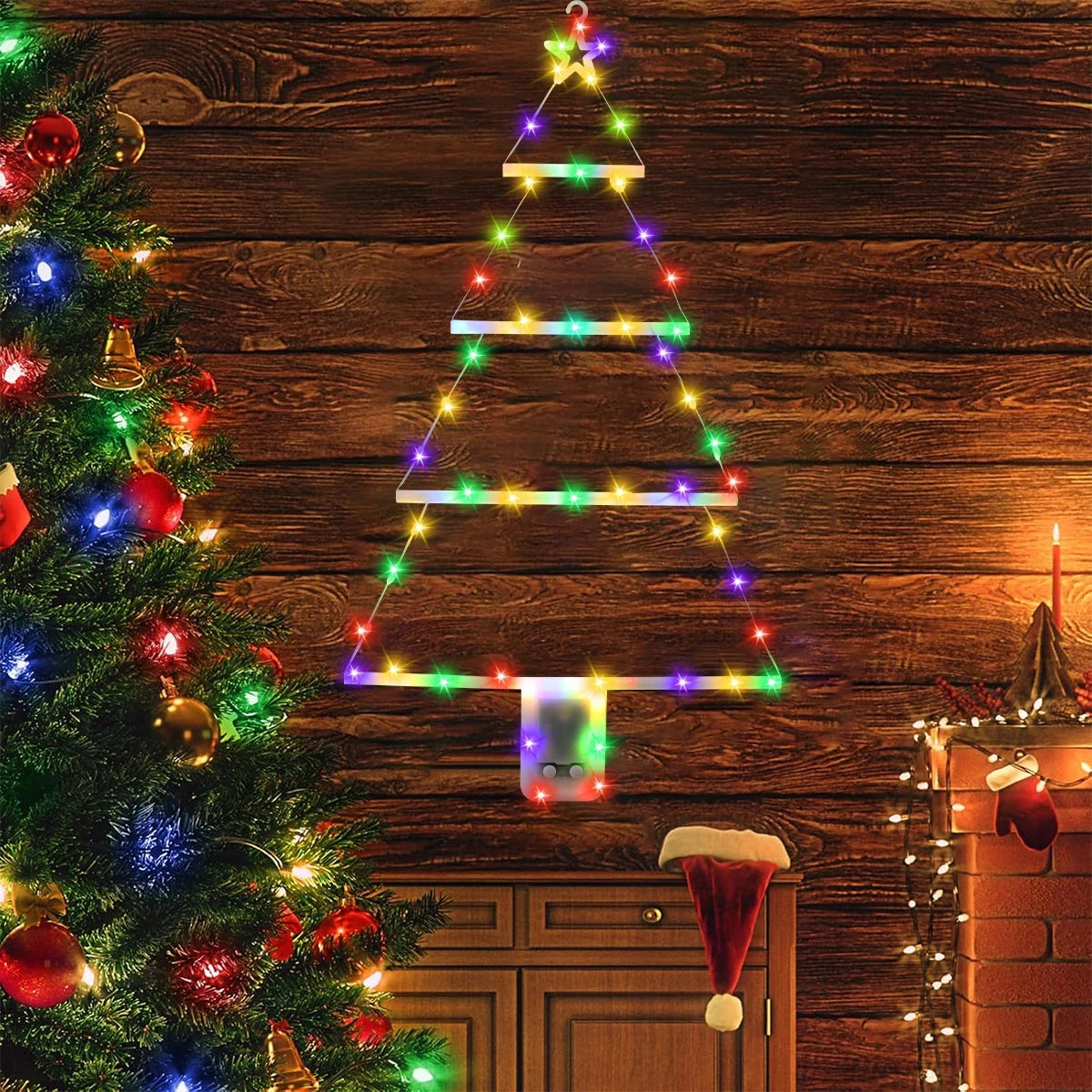 Christmas Tree Warm LED Ladder Lights Navidad Natal Noel Light Garland Merry Christmas Decorations For Home 2024 New Year 2025