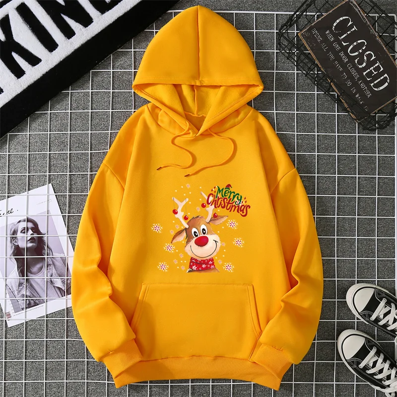 New Christmas Deer Hoodies Print Men Woman Fashion Streetwear Hooded Sweatshirts Harajuku Pullovers Unisex Tops Clothing