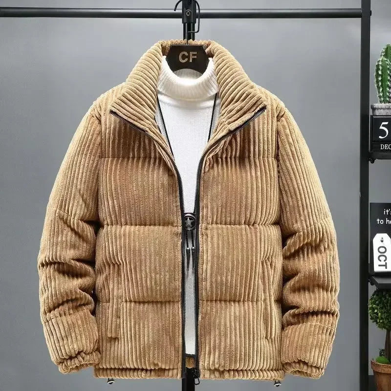New Winter Men's Jacket Coats Corduroy Cotton Jacket Warm Bomber Jacket Loose Short Tops Bakery Wear