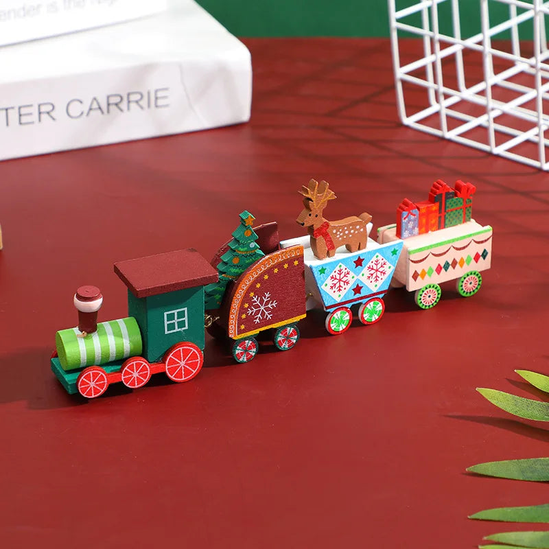 Christmas Decorations Wooden Small Train Children Kindergarten GiftTrain Desktop Decoration Ornaments Christmas Children Gifts