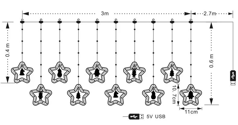 LED Christmas Curtain & Garland Lights Room Decoration