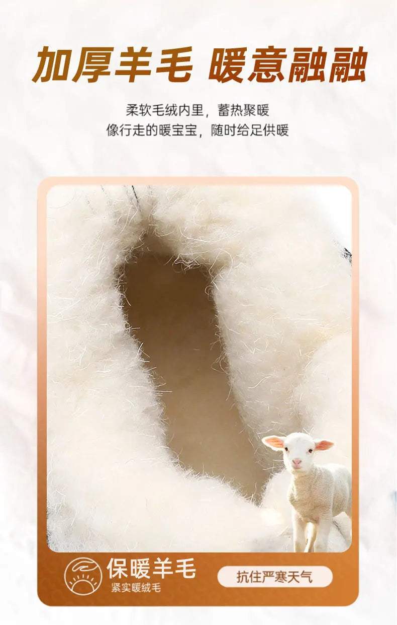 Winter boots 2025 woman warm wool fur booties waterproof lightweight mom ankle shoes warmth fur booties