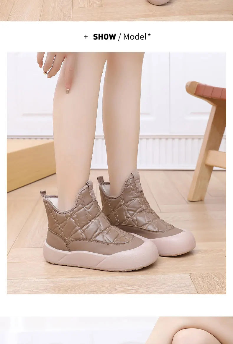 Winter boots 2025 woman warm wool fur booties waterproof lightweight mom ankle shoes warmth fur booties