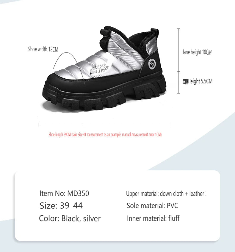 Winter Snow Boots, Men's Insulated Warm Cotton Boots, Anti-slip and Wear-resistant Hiking Shoes, Casual Outdoor Boots