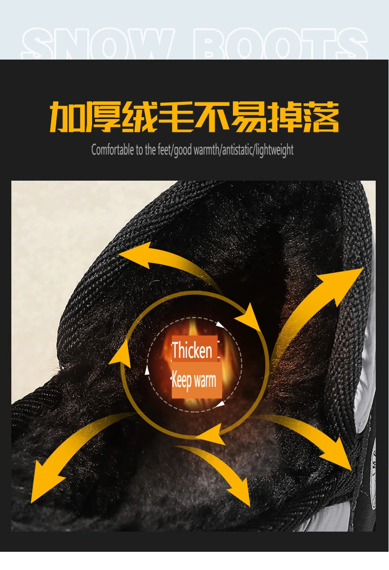 Winter Snow Boots, Men's Insulated Warm Cotton Boots, Anti-slip and Wear-resistant Hiking Shoes, Casual Outdoor Boots