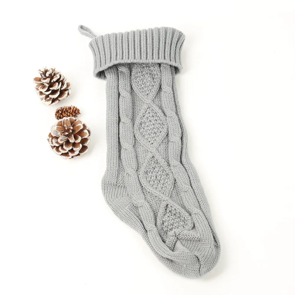 Large Christmas decorations Christmas stocking gift bag Knitted Christmas pendant Cross border woolen Christmas stocking